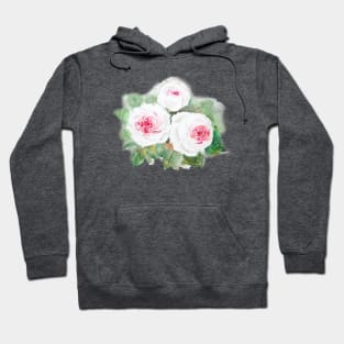 3 white and pink watercolor roses Hoodie